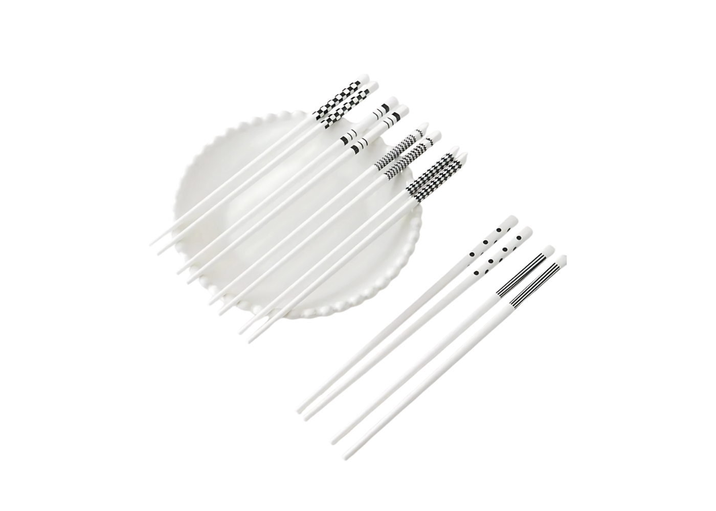 Đũa sứ Nhật cao cấp – Đũa sứ trắng kẻ viền đen sang trọng